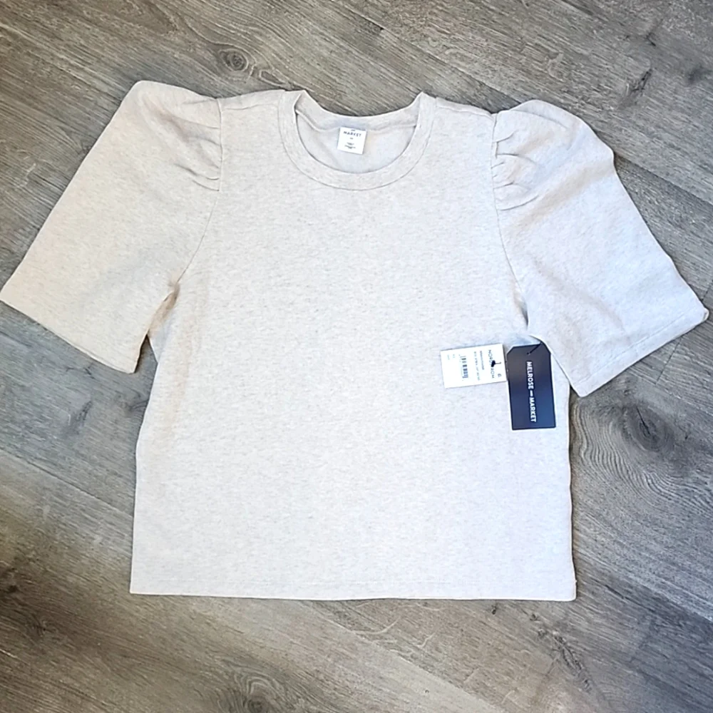 Nordstrom Melrose and Market Puff sleeve fleece cropped blouse - Picture 4 of 6